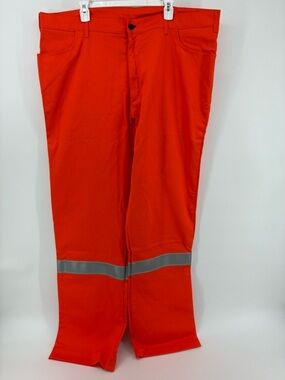 SIZE 44x36 High-Visibility Men’s Work Pants Bright Orange with Reflective Trim